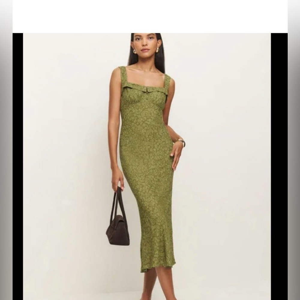 Reformation Olive Green Midi Dress